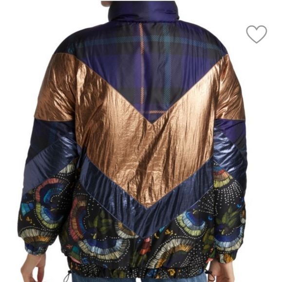 NWT FARM Rio Reversible Puffer Jacket Coat Copper Gold Metallic - Picture 5 of 16